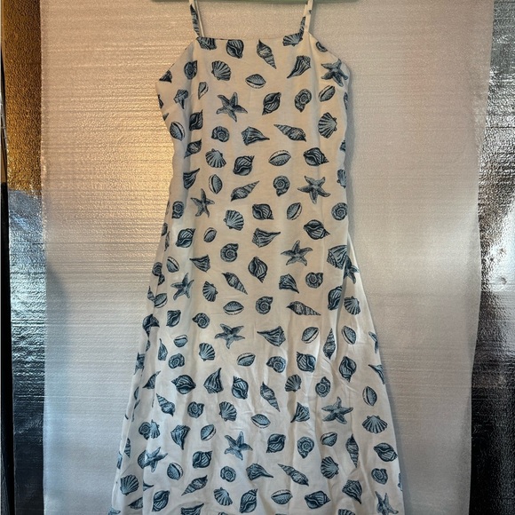 JAPNA Seashell Starfish Blue White MIDI Dress Women’s Size Large - Picture 2 of 7